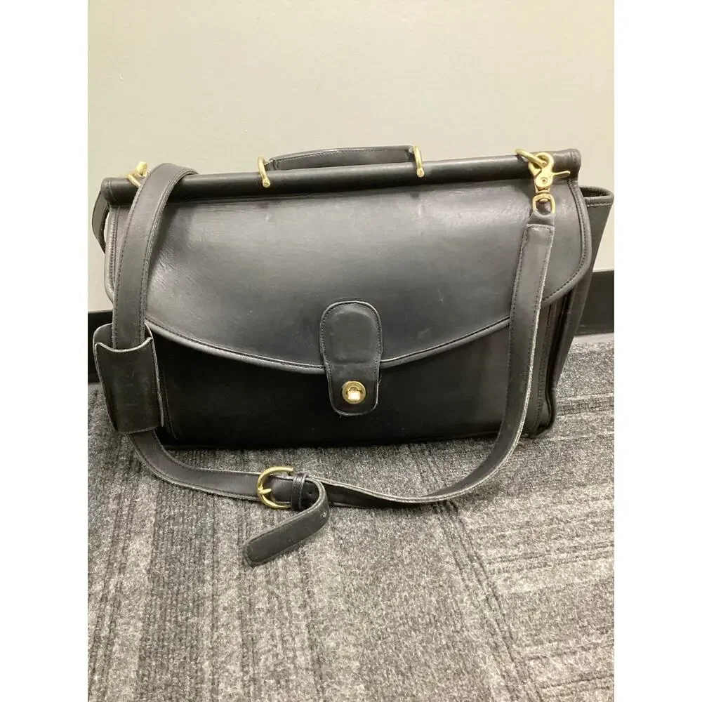 Vintage Coach Bag Men’s Metropolitan Brief 1970’Genuine Leather Twist Lock Black